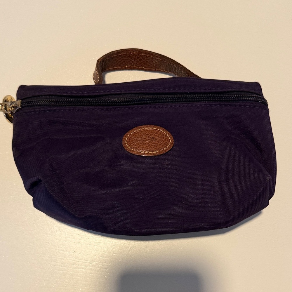Longchamp Purple Cosmetic Bag with Brown Accents